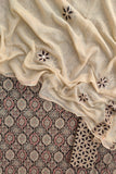 AJRAKH Printed Cotton Suit with Applique Work Kota Doria Dupatta
