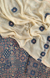 AJRAKH Printed Cotton Suit with Applique Work Kota Doria Dupatta