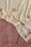 AJRAKH Printed Cotton Suit with Applique Work Kota Doria Dupatta