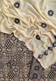 AJRAKH Printed Cotton Suit with Applique Work Kota Doria Dupatta