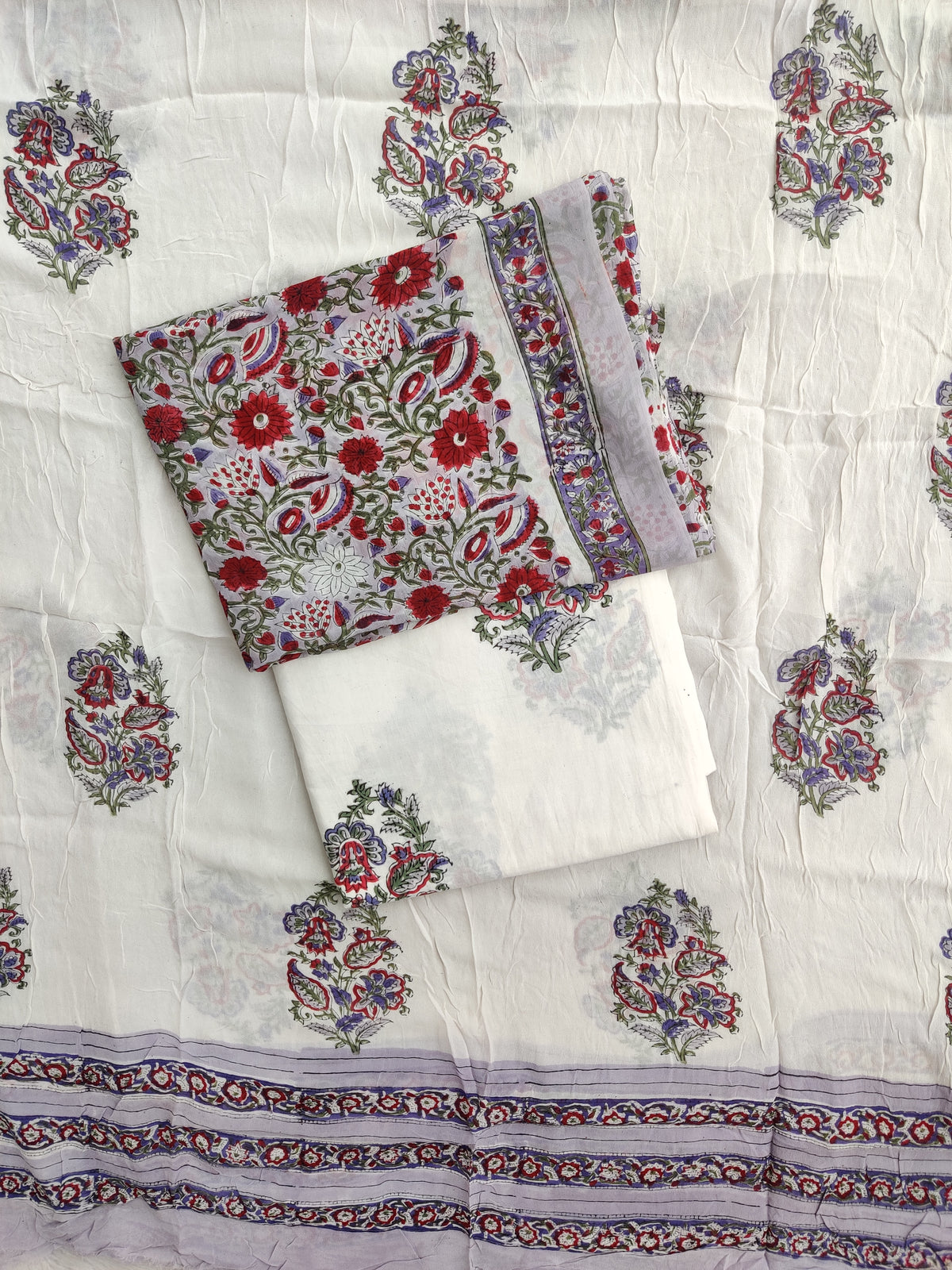Hand Block Printed Georgette Suit with Georgette Dupatta