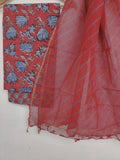 BLOCK PRINTED COTTON SUIT WITH LEHRIYA KOTA DORIA DUPATTA