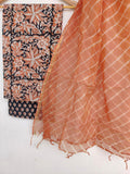 BLOCK PRINTED COTTON SUIT WITH LEHRIYA KOTA DORIA DUPATTA