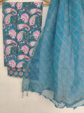 BLOCK PRINTED COTTON SUIT WITH LEHRIYA KOTA DORIA DUPATTA