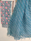 BLOCK PRINTED COTTON SUIT WITH LEHRIYA KOTA DORIA DUPATTA