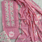 Exclusive Unstitched HAND PAINTED Cotton Suit with HAND PAINTED Mulmul Embroidery Dupatta