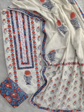 Exclusive Unstitched Cotton Suit with Mulmul Embroidery Dupatta