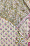 Hand Block Printed Cotton Suit with Cotton Kota Doria dupatta