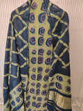 (NASHPAL) Hand Block Printed Modal Silk TOP with Modal Silk Lagdi Patta Dupatta (NO BOTTOM)