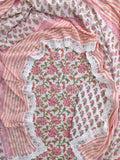 Hand Block Printed Cotton Suit With Lace Work Mulmul Dupatta