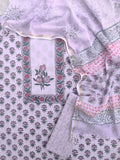 Hand Block Printed Cotton Suit with Cotton Kota Doria dupatta