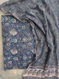 (All over) Hand Block Printed Cotton Suit with Cotton Kota Doria dupatta