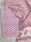 (All over) Hand Block Printed Cotton Suit with Cotton Kota Doria dupatta