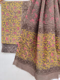 NASHPAL Hand Block Printed Cotton Suit With Mulmul Cotton Dupatta