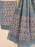 NASHPAL Hand Block Printed Cotton Suit With Mulmul Cotton Dupatta