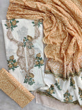 FLORAL PRINTED COTTON GOTA PATTI SUIT WITH COTTON DUPATTA