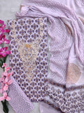 FLORAL PRINTED COTTON GOTA PATTI SUIT WITH CHIFFON DUPATTA