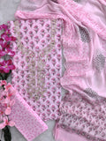 FLORAL PRINTED COTTON GOTA PATTI SUIT WITH CHIFFON DUPATTA