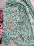 FLORAL PRINTED COTTON GOTA PATTI SUIT WITH CHIFFON DUPATTA