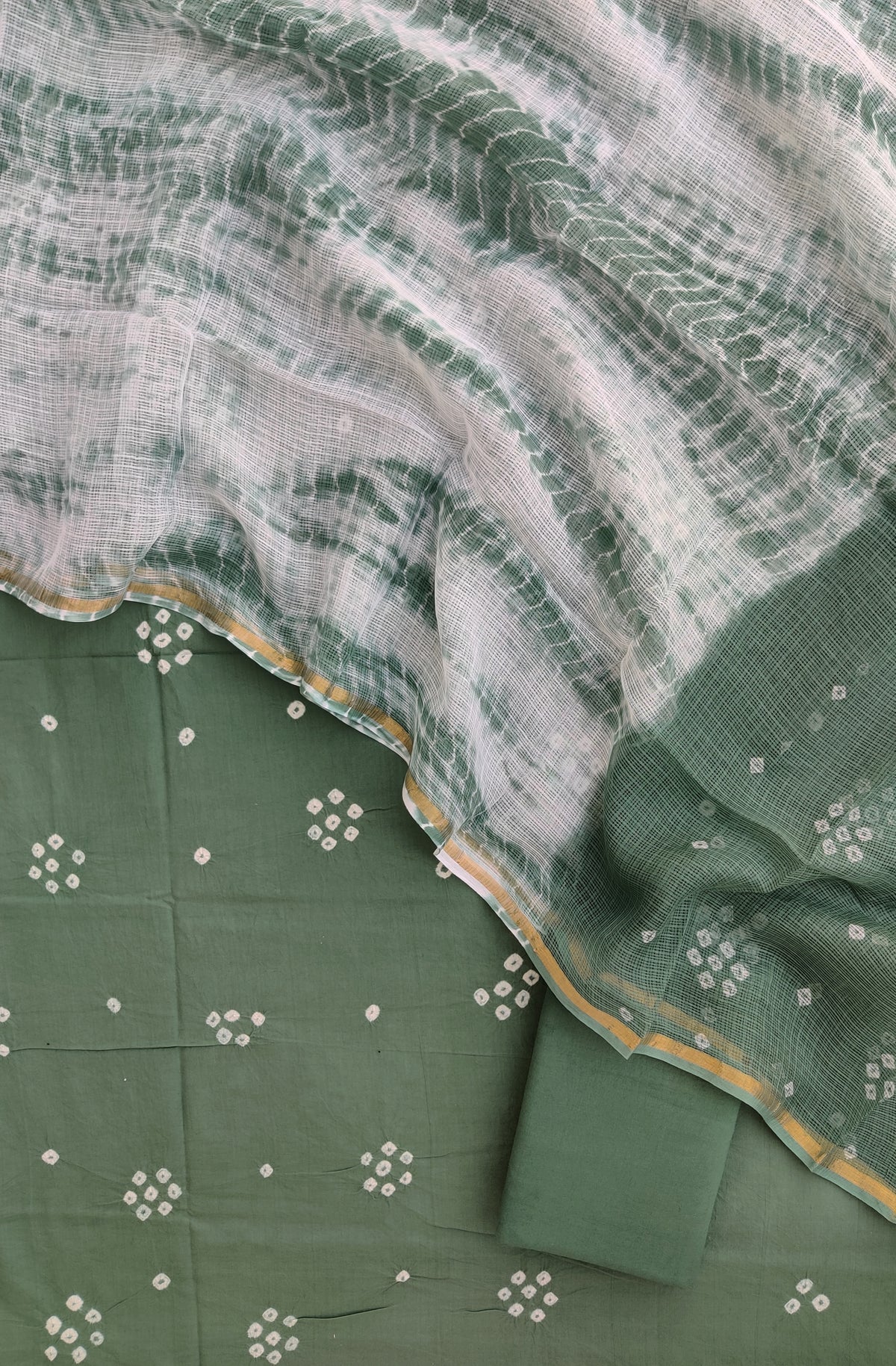 (BANDHEJ) Cotton Suit with Cotton Kota Doria Dupatta