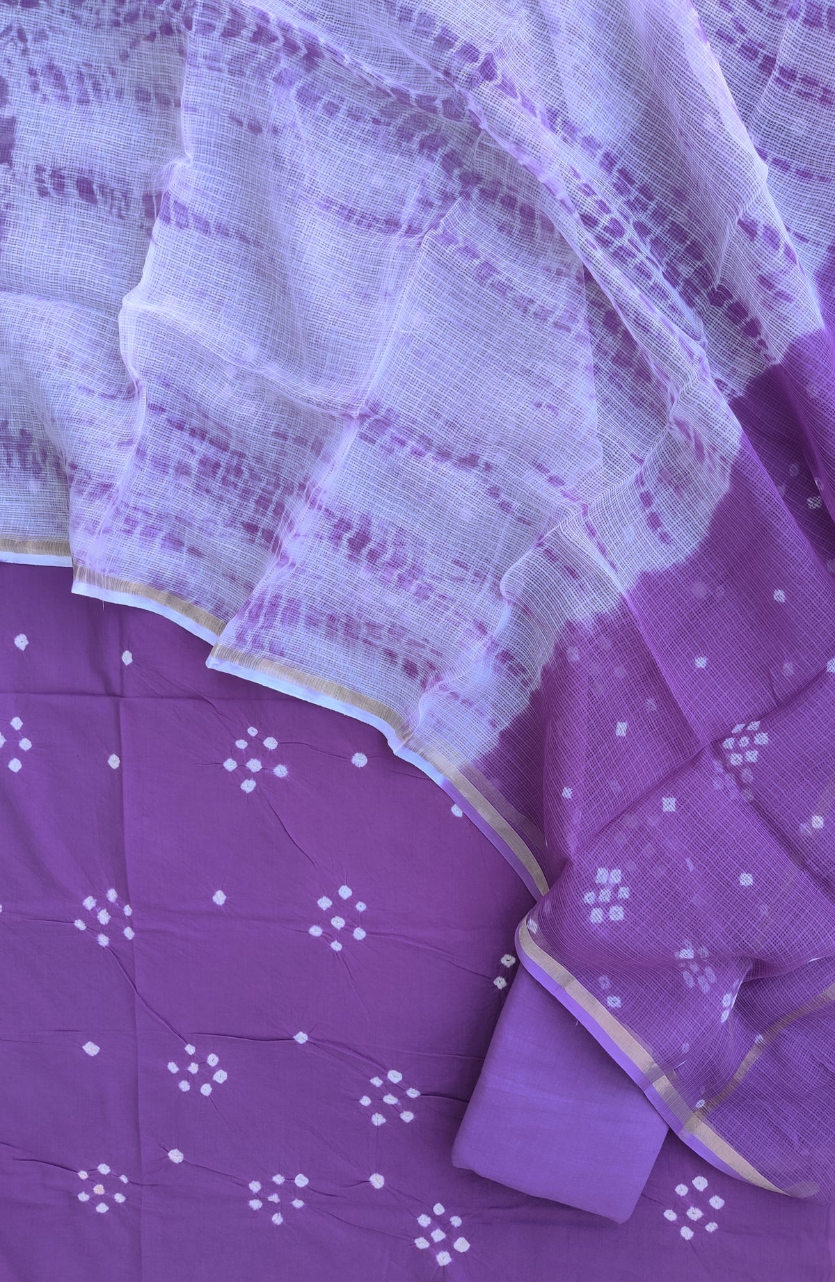 (BANDHEJ) Cotton Suit with Cotton Kota Doria Dupatta