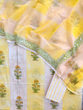 Hand Block & Brush Printed Cotton Suit with Cotton Kota Doria dupatta