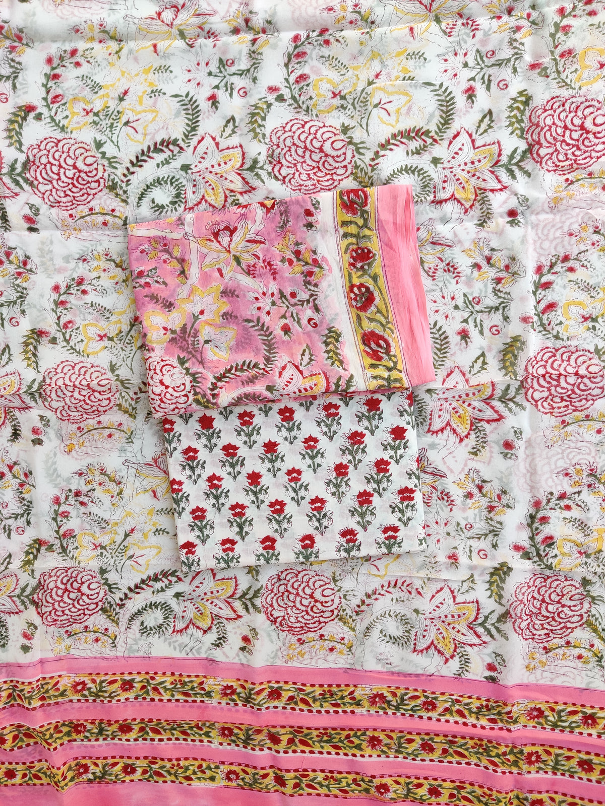 Hand Block Printed Georgette Suit with Georgette Dupatta