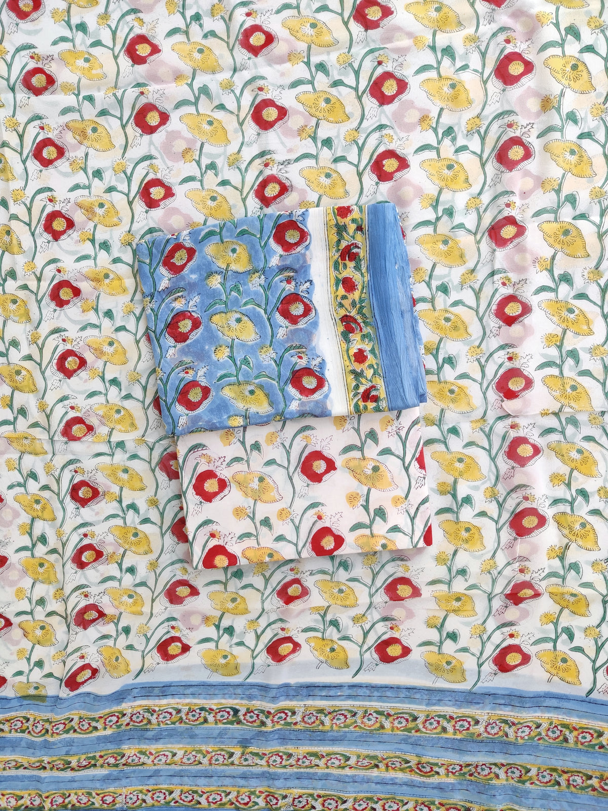 Hand Block Printed Georgette Suit with Georgette Dupatta