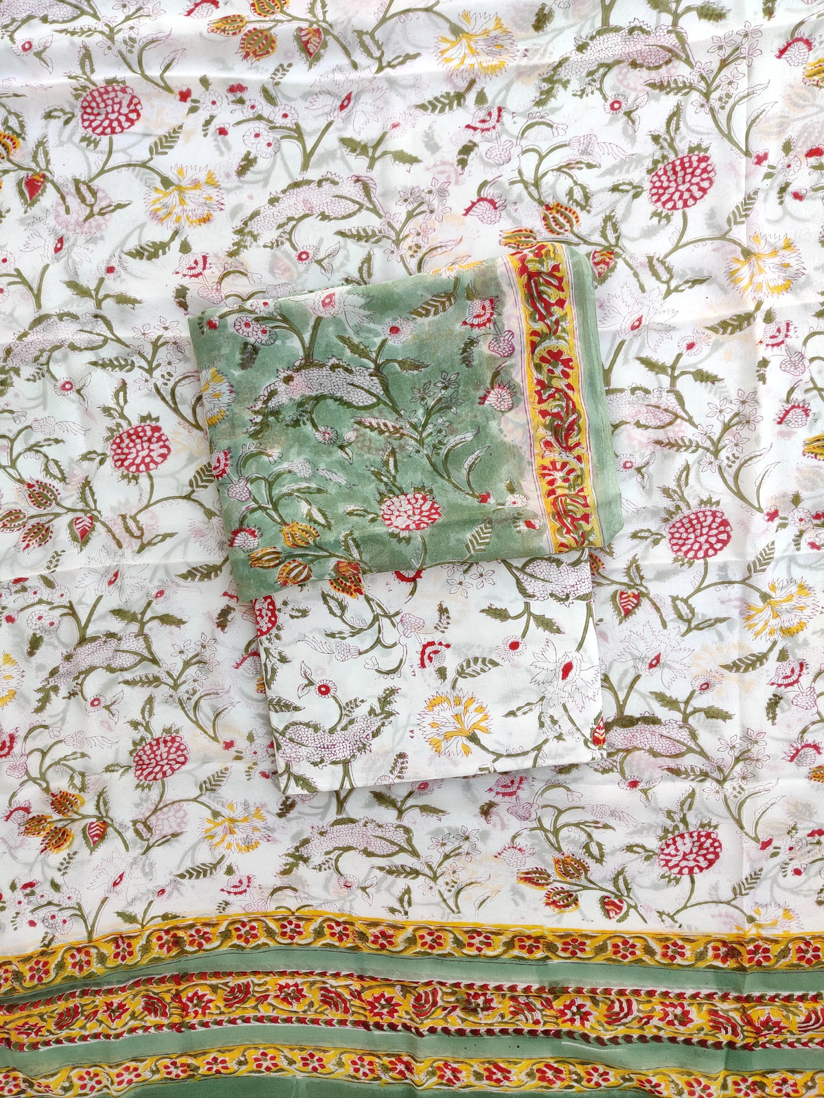 Hand Block Printed Georgette Suit with Georgette Dupatta
