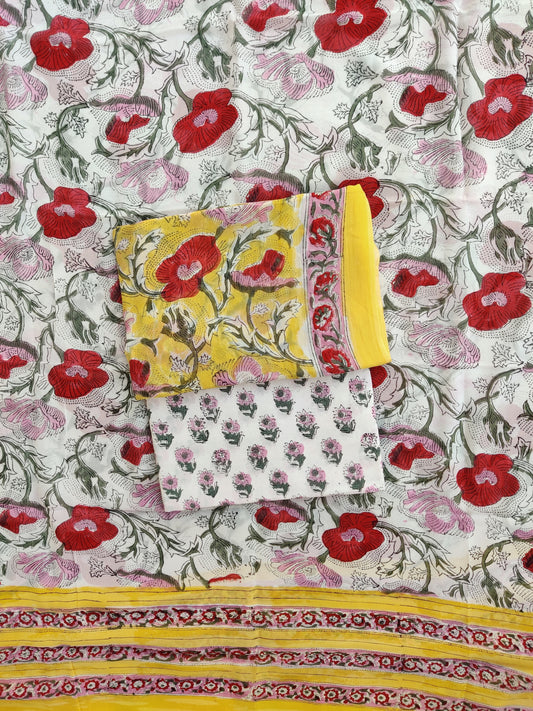 Hand Block Printed Georgette Suit with Georgette Dupatta