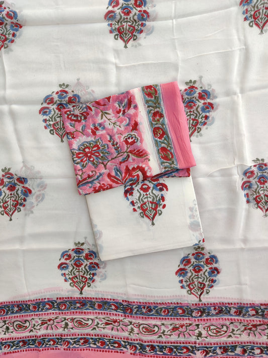 Hand Block Printed Georgette Suit with Georgette Dupatta
