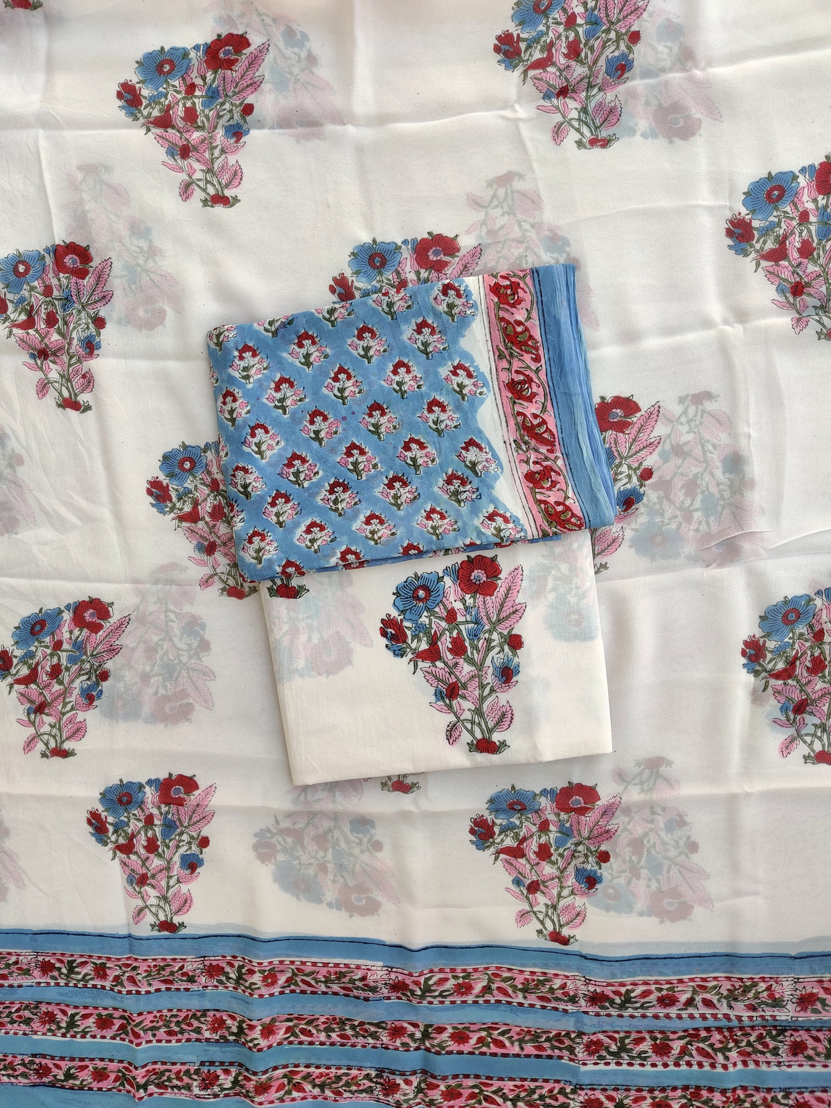 Hand Block Printed Georgette Suit with Georgette Dupatta