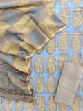 NASHPAL POMEGRANATE DYE COTTON SUIT WITH KOTA DORIA DUPATTA