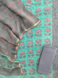NASHPAL POMEGRANATE DYE COTTON SUIT WITH KOTA DORIA DUPATTA