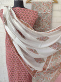 Hand Block Printed Cotton Suit With Mulmul Cotton Dupatta