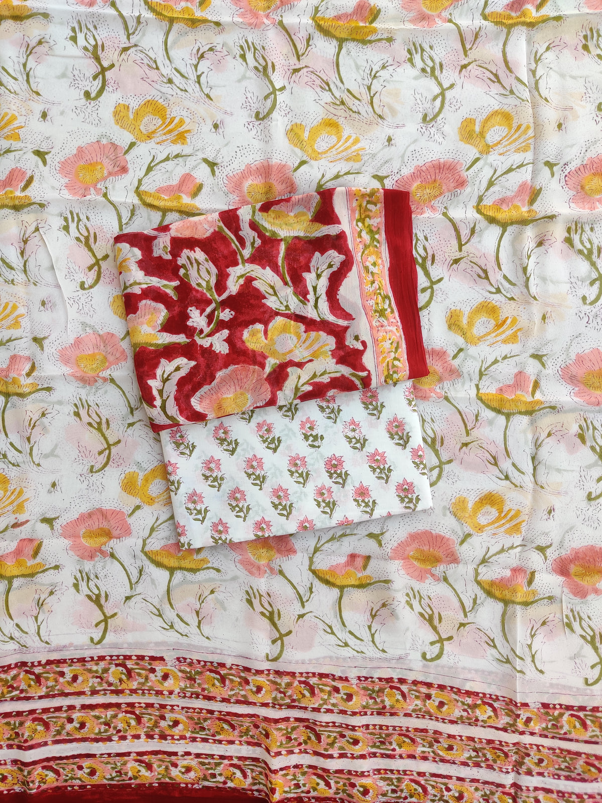Hand Block Printed Georgette Suit with Georgette Dupatta