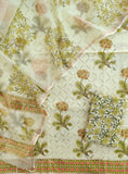 Pure Cotton Hand Block Printed Applique Suits with Kota Doria Dupatta