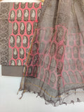 (VANASPATI) Block Printed Cotton Suit with Cotton Kota Doria dupatta