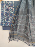 (VANASPATI) Block Printed Cotton Suit with Cotton Kota Doria dupatta