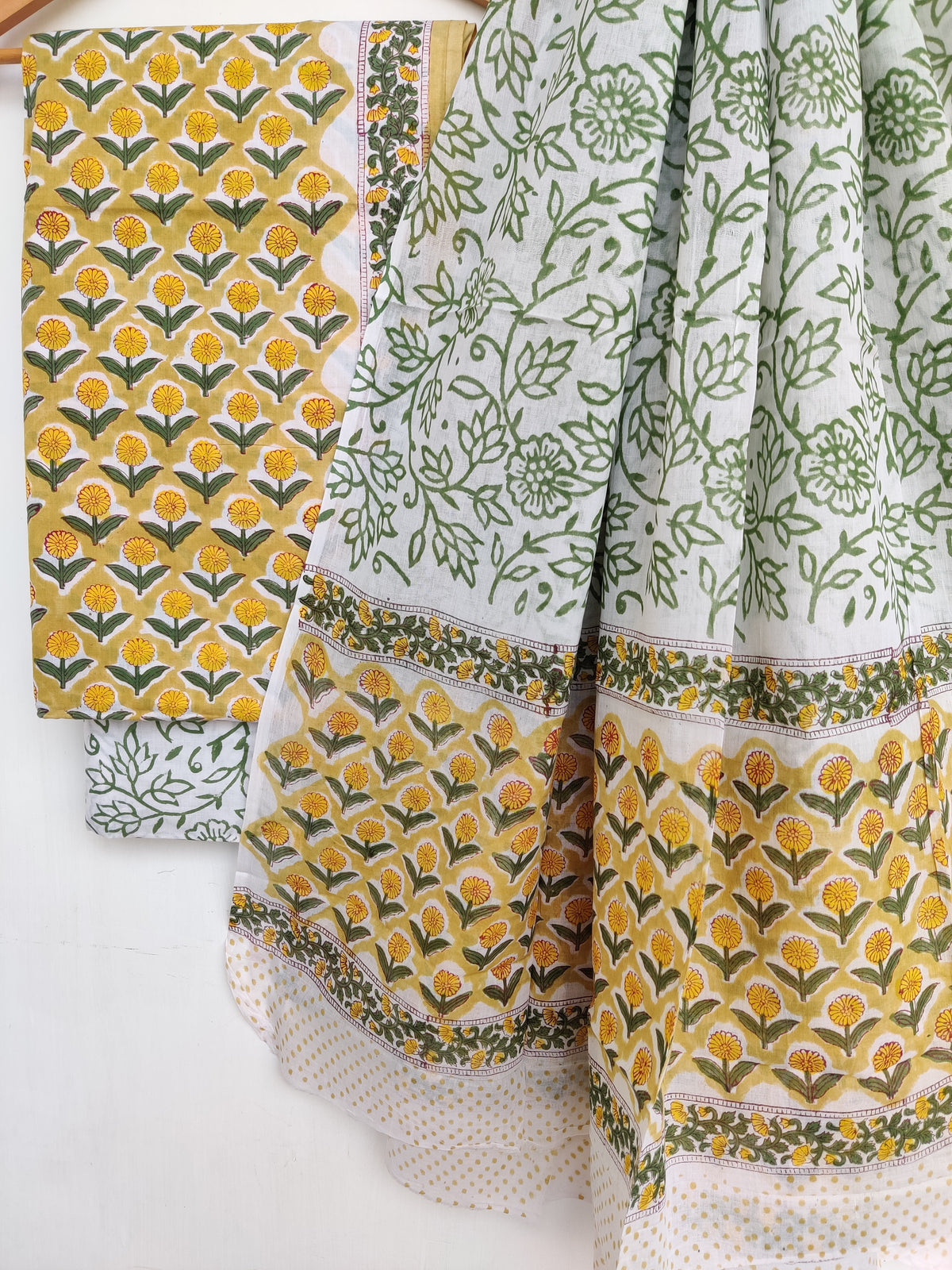 Hand Block Printed Cotton Suit With Mulmul Cotton Dupatta