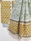 Hand Block Printed Cotton Suit With Mulmul Cotton Dupatta