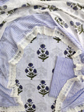 Hand Block Printed Cotton Suit With Lace Work Mulmul Dupatta