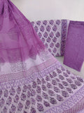 HAND BLOCK PRINTED COTTON SUIT WITH PURE CHIFFON DUPATTA