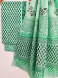 Hand Block Printed Cotton Suit With Mulmul Cotton Dupatta