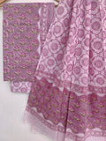 Hand Block Printed Cotton Suit With Mulmul Cotton Dupatta