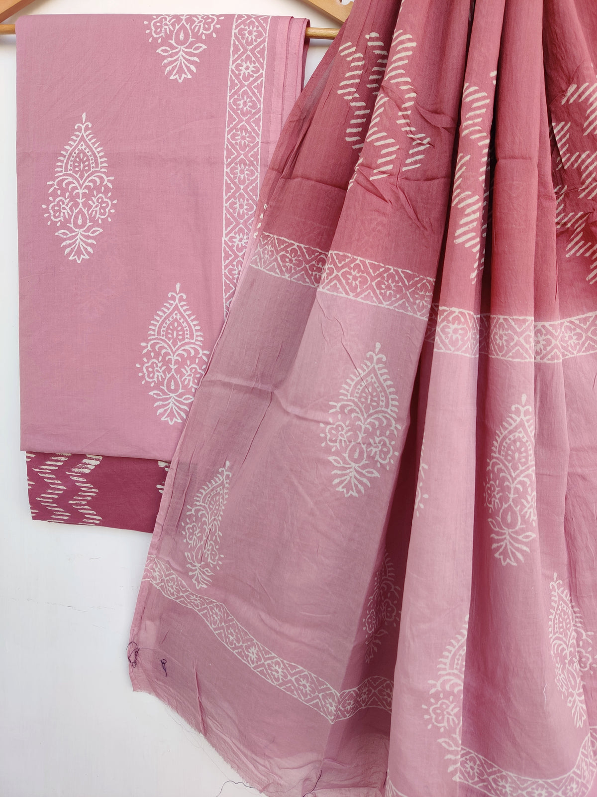 Cotton Block Printed Cotton Suit with mulmul cotton Dupatta