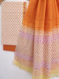 Cotton Block Printed Cotton Suit with mulmul cotton Dupatta