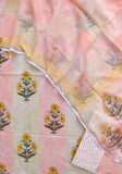 Hand Block & Brush Printed Cotton Suit with Cotton Kota Doria dupatta