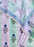 Hand Block & Brush Printed Cotton Suit with Cotton Kota Doria dupatta