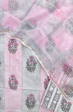Hand Block & Brush Printed Cotton Suit with Cotton Kota Doria dupatta